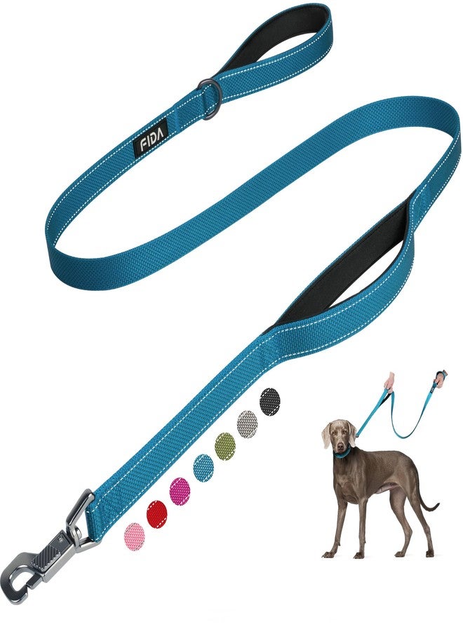 Fida 5 FT Heavy Duty Dog Leash with 2 Comfortable Padded Handles, Traffic Handle & Advanced Easy Snap Hook, Reflective Walking Lead for Large, Medium & Small Breed Dogs, Blue - Image 1